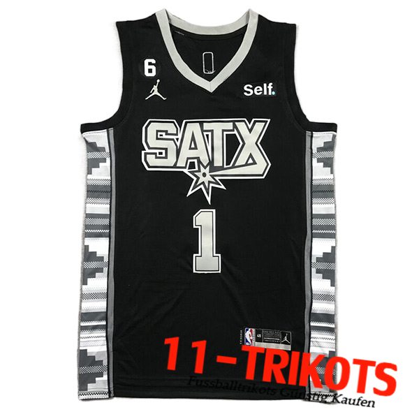 Trikots San Antonio Spurs (WEMBANYAMA #1) 2023/24 Schwarz -02