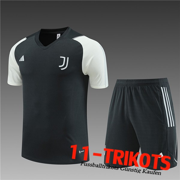 Juventus Trainingstrikot + Shorts Kinder Dunkelgrau 2023/2024