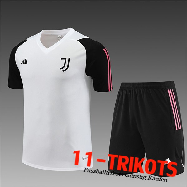 Juventus Trainingstrikot + Shorts Kinder Weiß 2023/2024
