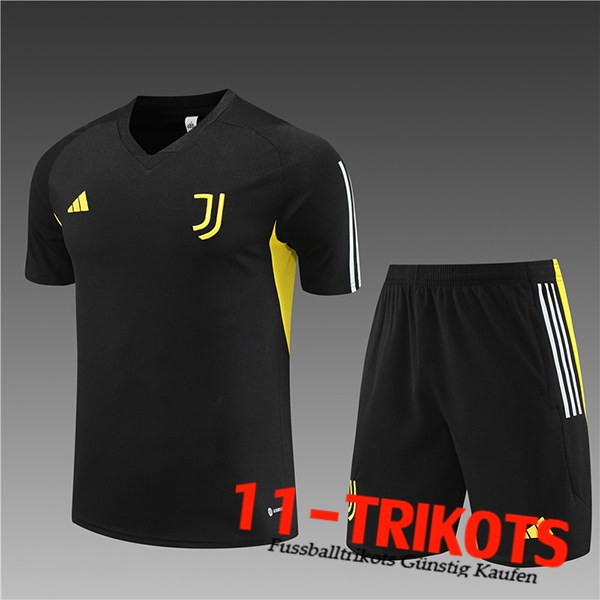Juventus Trainingstrikot + Shorts Kinder Schwarz 2023/2024