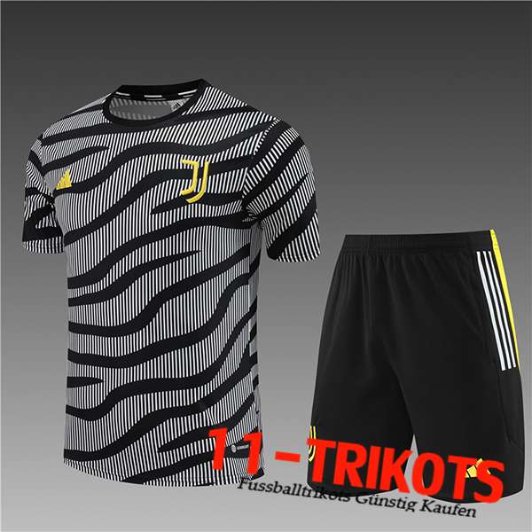 Juventus Trainingstrikot + Shorts Kinder Grau/Schwarz 2023/2024