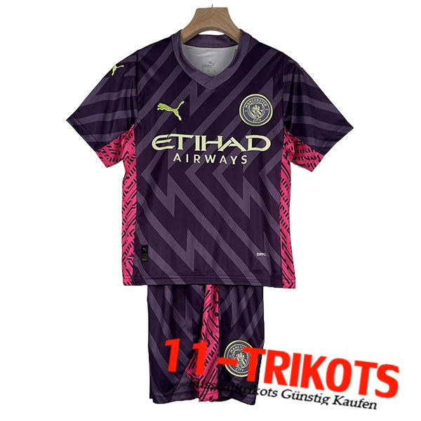 Manchester City Fussball Trikots Kinder Torhuter lila 2023/2024