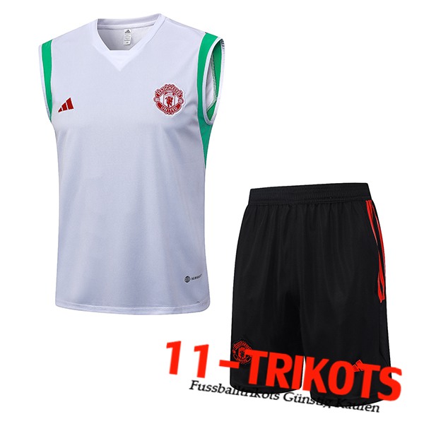 Manchester United Trainings-Tanktop + Shorts Weiß 2023/2024 -03