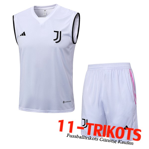 Juventus Trainings-Tanktop + Shorts Weiß 2023/2024 -02