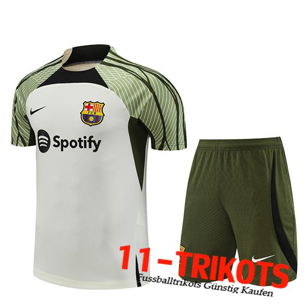 FC Barcellona Trainingstrikot + Shorts Weiß/Grün 2023/2024