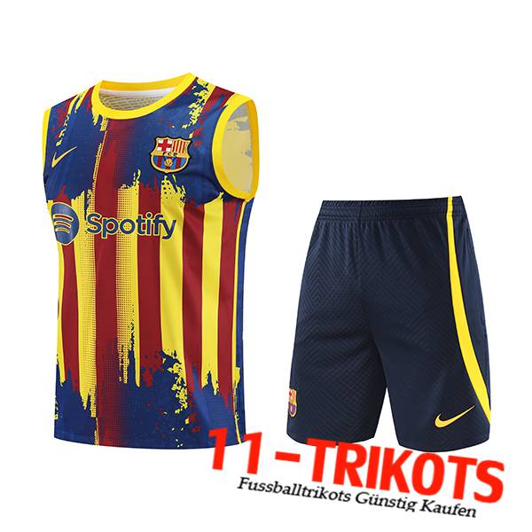 FC Barcellona Trainings-Tanktop + Shorts Gelb/Rot/Blau 2023/2024