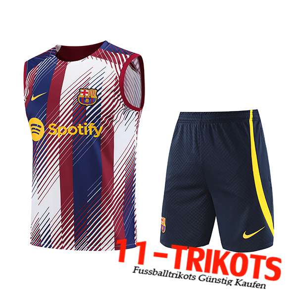 FC Barcellona Trainings-Tanktop + Shorts Weiß/Blau/Rot 2023/2024