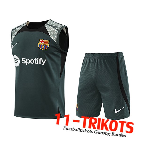 FC Barcellona Trainings-Tanktop + Shorts Grün 2023/2024 -03