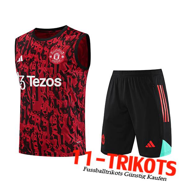 Manchester United Trainings-Tanktop + Shorts Rot 2023/2024