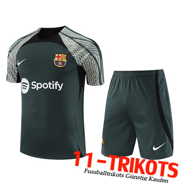 Jordan FC Barcellona Trainingstrikot + Shorts Grün 2023/2024 -02