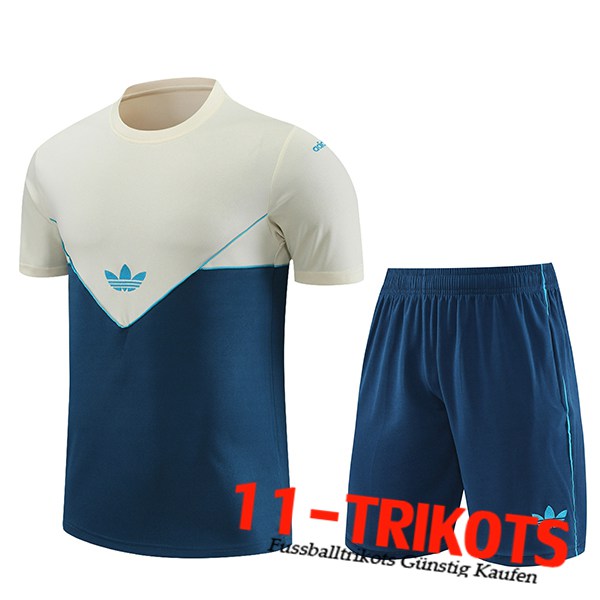 Adidas Trainingstrikot + Shorts Weiß/Blau 2023/2024
