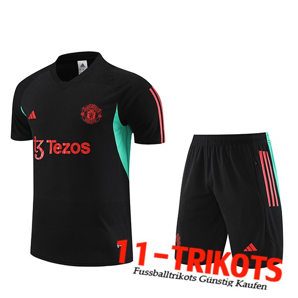 Manchester United Trainingstrikot + Shorts Schwarz 2023/2024 -03