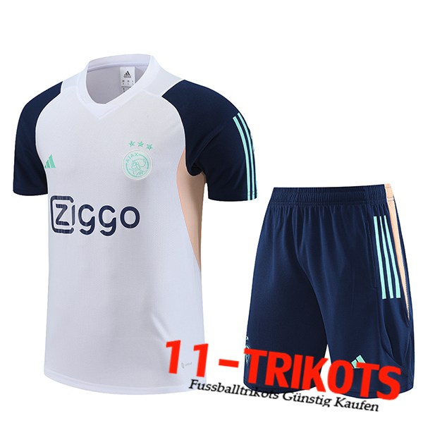 Ajax Trainingstrikot + Shorts Weiß 2023/2024