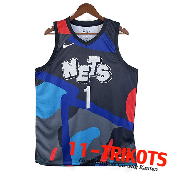 Brooklyn Nets Trikots (BRIDGES #1) 2023/24 Blau/Grau