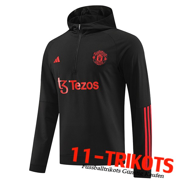 Manchester United Training Sweatshirt Mit Kapuze Schwarz 2023/2024