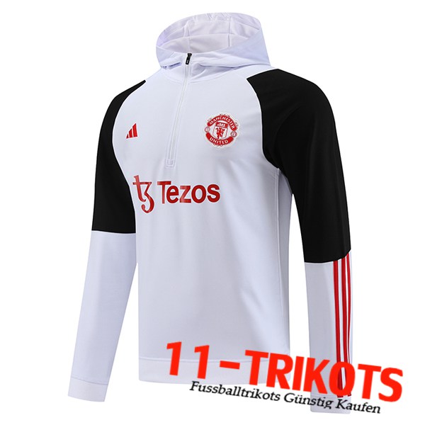 Manchester United Training Sweatshirt Mit Kapuze Weiß 2023/2024