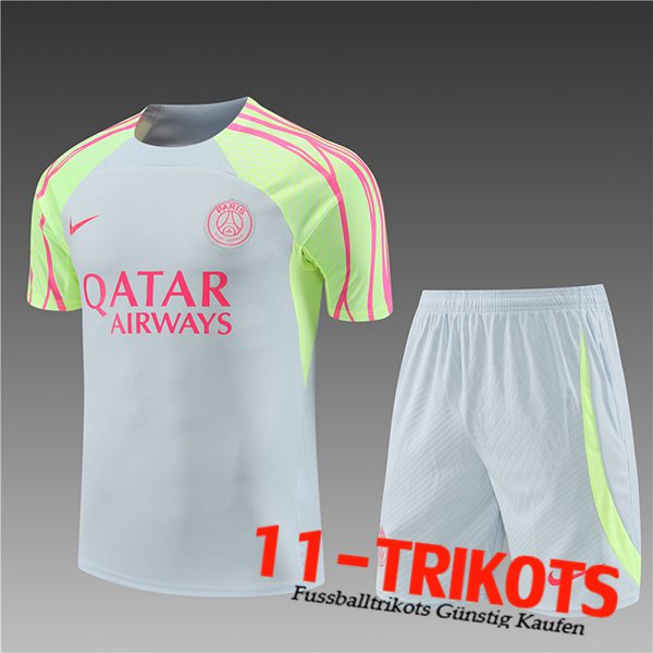 PSG Trainingstrikot + Shorts Kinder Hellgrau 2023/2024