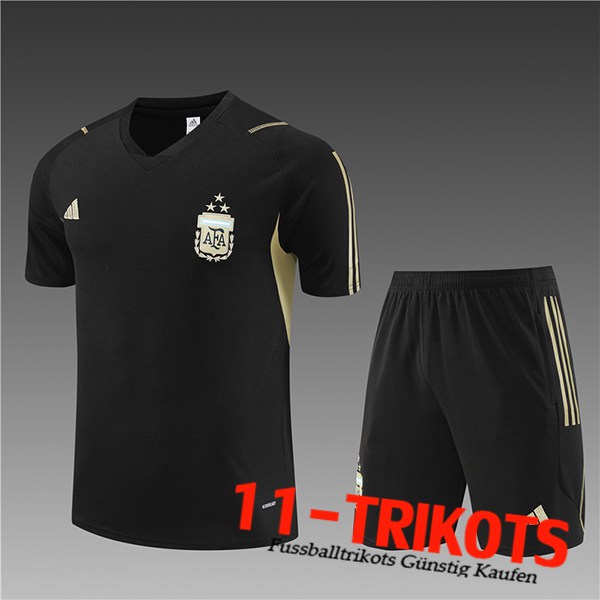 Argentinien Trainingstrikot + Shorts Kinder Schwarz 2023/2024