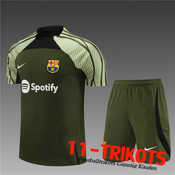 FC Barcellona Trainingstrikot + Shorts Kinder Grün 2023/2024
