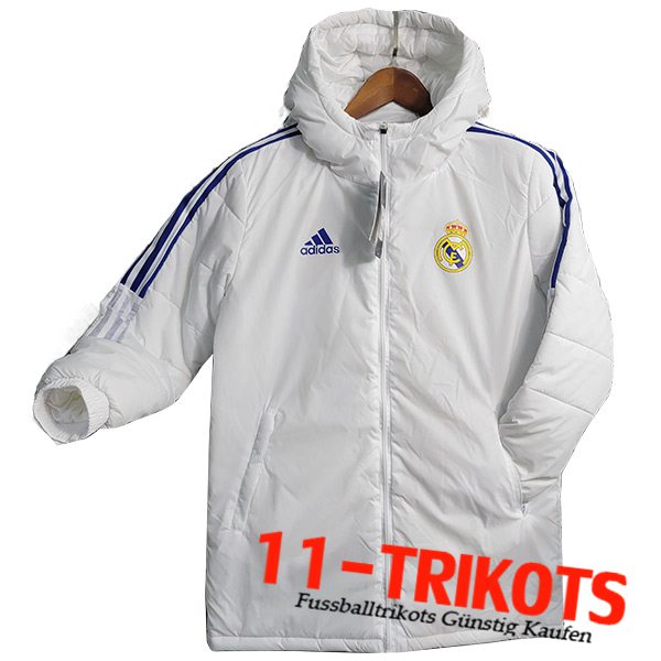 Real Madrid Trainingsjacke Mit Kapuze Weiß 2023/2024