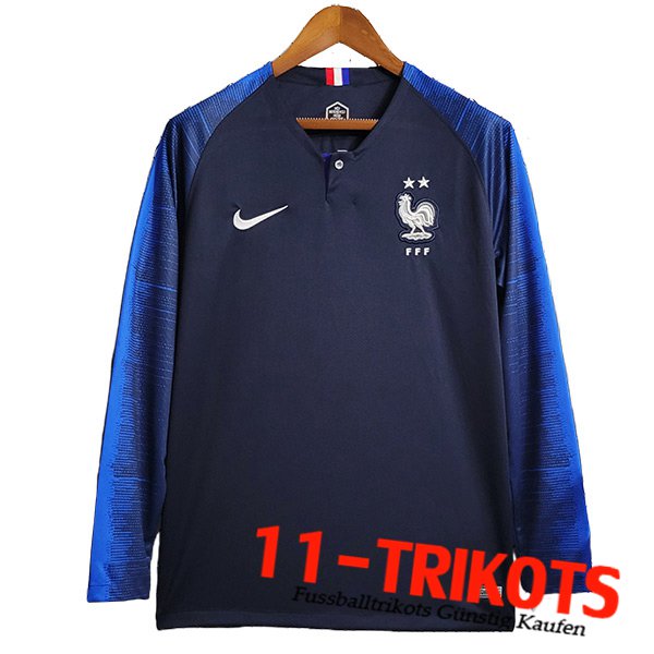 Frankreich Retro Heimtrikot Langarms 2018