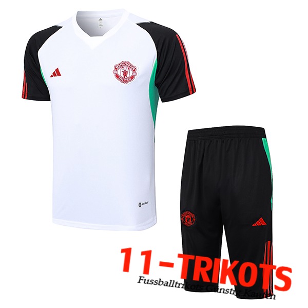 Manchester United Trainingstrikot + Shorts Weiß 2023/2024 -03