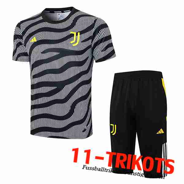 Juventus Trainingstrikot + Shorts Schwarz/Grau 2023/2024