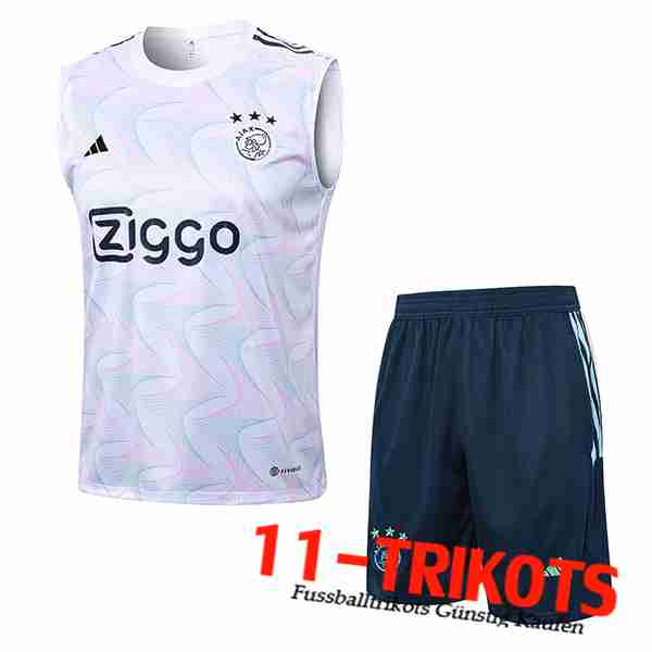 Ajax Trainings-Tanktop + Shorts Weiß 2023/2024