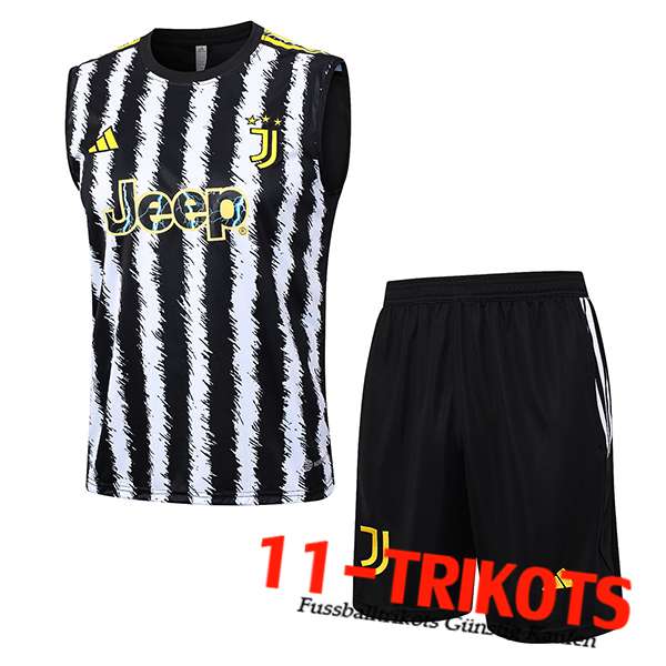 Juventus Trainings-Tanktop + Shorts Schwarz/Weiß 2023/2024 -03