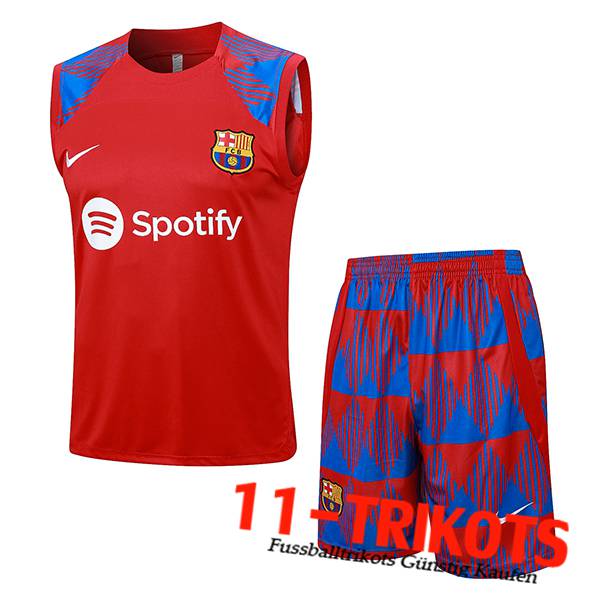 FC Barcellona Trainings-Tanktop + Shorts Rot 2023/2024 -02