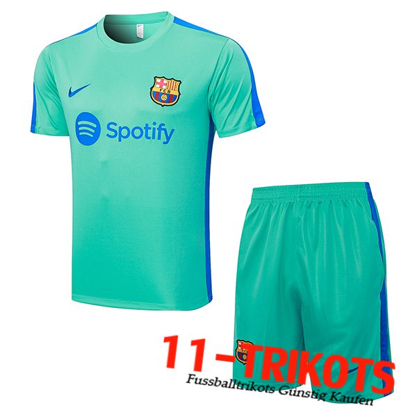 FC Barcellona Trainingstrikot + Shorts Grün 2023/2024 -03