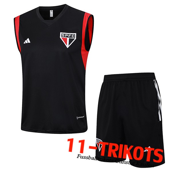 Sao Paulo FC Trainings-Tanktop + Shorts Schwarz 2023/2024 -02