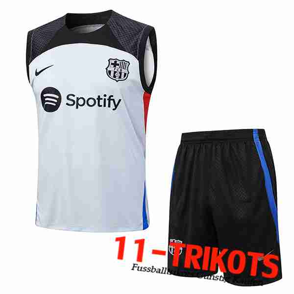 FC Barcellona Trainings-Tanktop + Shorts Grau 2023/2024 -02