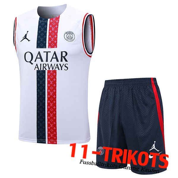 PSG Trainings-Tanktop + Shorts Weiß 2023/2024