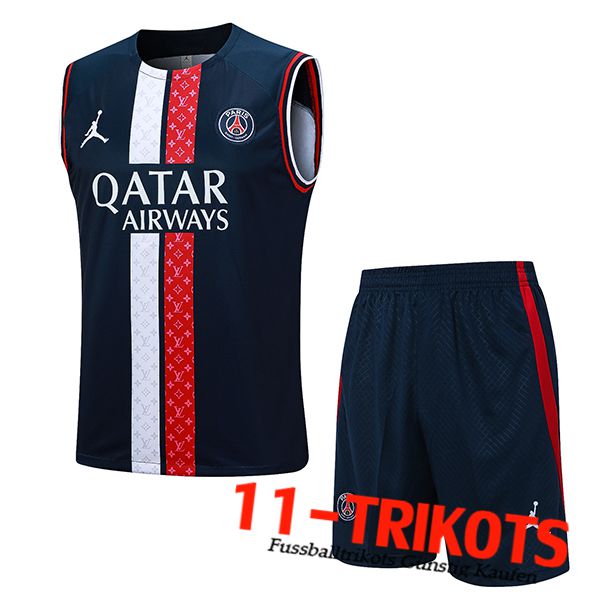 PSG Trainings-Tanktop + Shorts Navy blau 2023/2024 -05