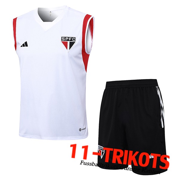 Sao Paulo FC Trainings-Tanktop + Shorts Weiß 2023/2024 -02