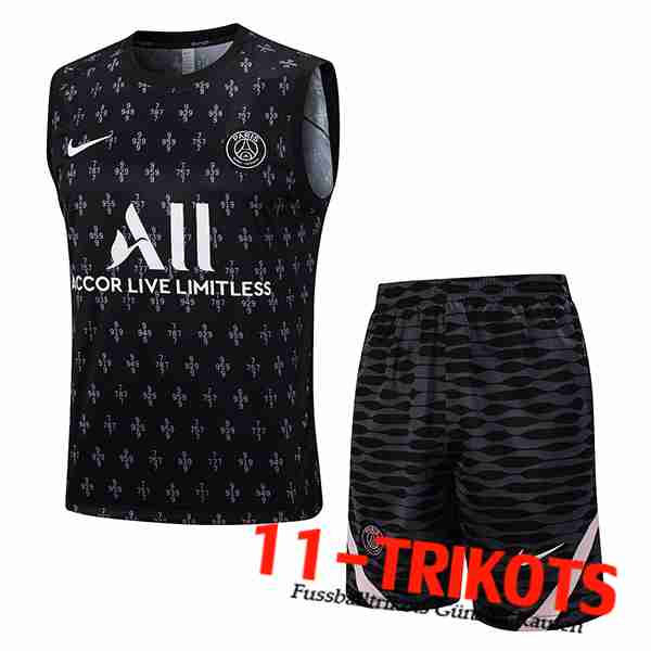 PSG Trainings-Tanktop + Shorts Schwarz 2023/2024 -02