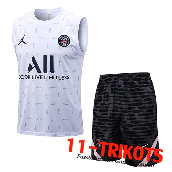 PSG Trainings-Tanktop + Shorts Weiß 2023/2024 -02