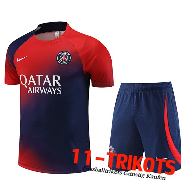 PSG Trainingstrikot + Shorts Rot/Blau 2023/2024 -02