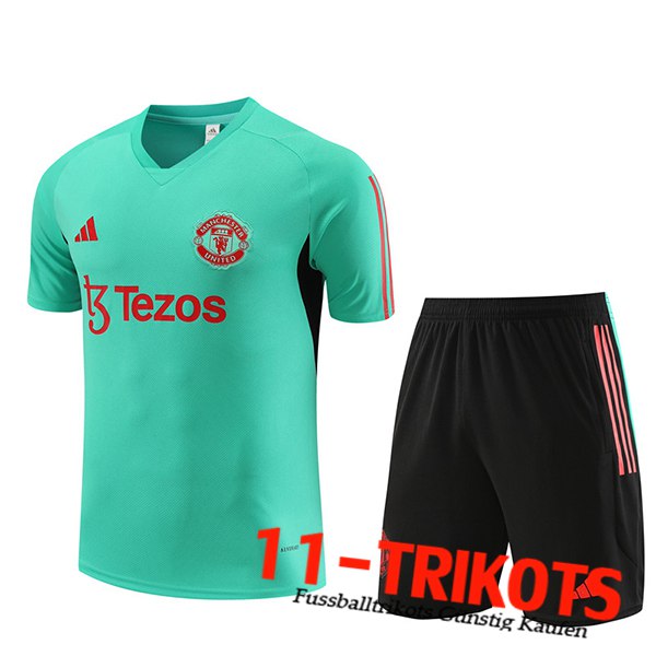 Manchester United Trainingstrikot + Shorts Grün 2023/2024 -02