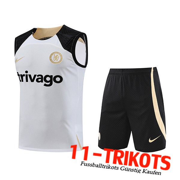 FC Chelsea Trainings-Tanktop + Shorts Weiß 2023/2024 -03