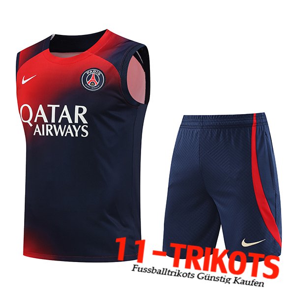 PSG Trainings-Tanktop + Shorts Rot/Blau 2023/2024 -02