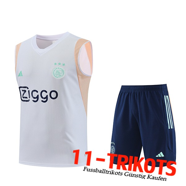 Ajax Trainings-Tanktop + Shorts Weiß 2023/2024 -02