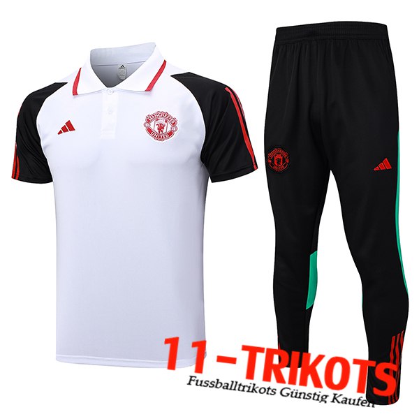 Manchester United Poloshirt Weiß 2023/2024