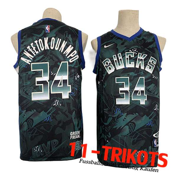 Milwaukee Bucks Trikots (ANTETOKOUNMPO #34) 2023/24 Grün -02