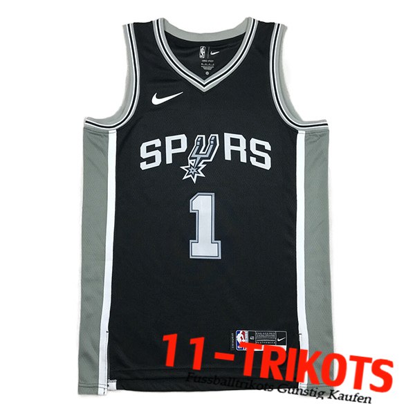 San Antonio Spurs Trikots (WEMBANYAMA #1) 2023/24 Schwarz -04