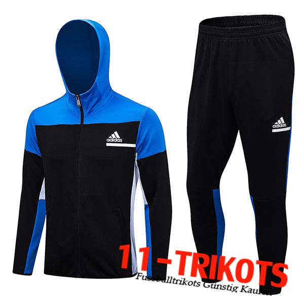 Adidas Trainingsanzug Mit Kapuze Trainingsjacke Windbreaker Schwarz/Blau 2023/2024