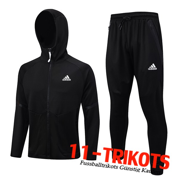 Adidas Trainingsanzug Mit Kapuze Trainingsjacke Windbreaker Schwarz 2023/2024 -02