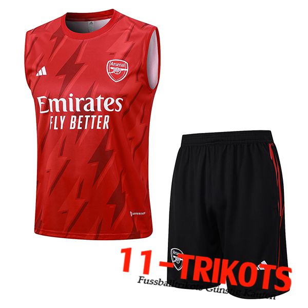 Arsenal Trainings-Tanktop + Shorts Rot 2023/2024 -02