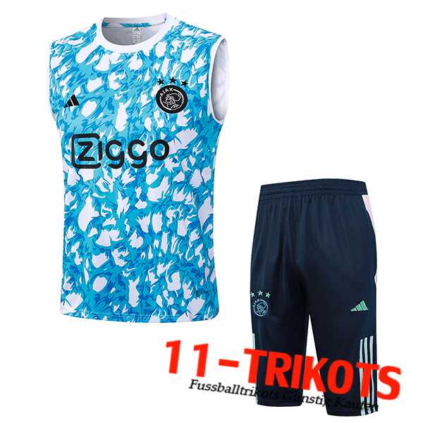 Ajax Trainings-Tanktop + Shorts Hellblau 2023/2024